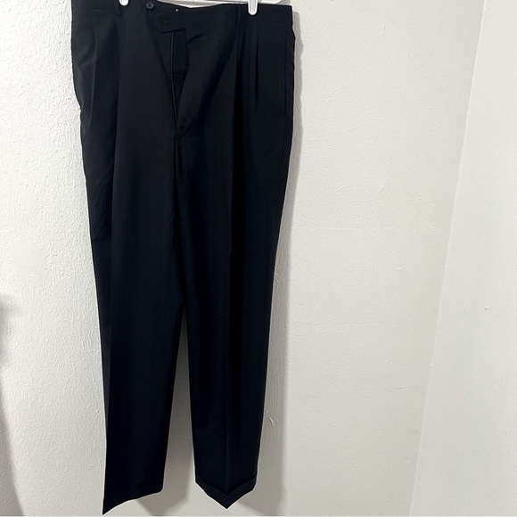 Club Room Men’s 100% Pure Wool Suit Navy with Pinstripes Pants Sz L40 Business - Picture 9 of 15